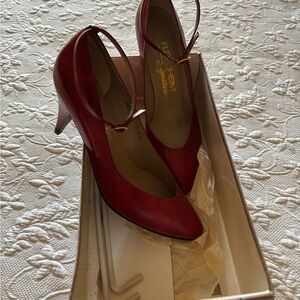 Florsheim Vintage Red Stiletto Heels with Ankle Strap